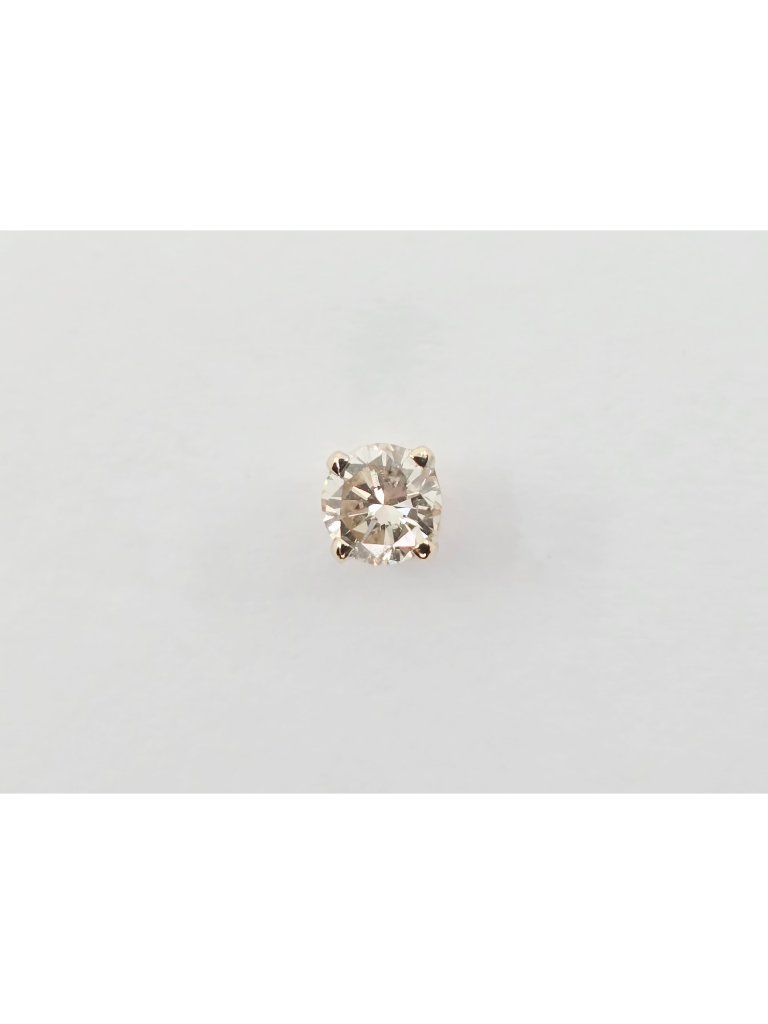 Unique Single 14k Karat Solid Yellow Gold Round Cut Diamond Stud Earring